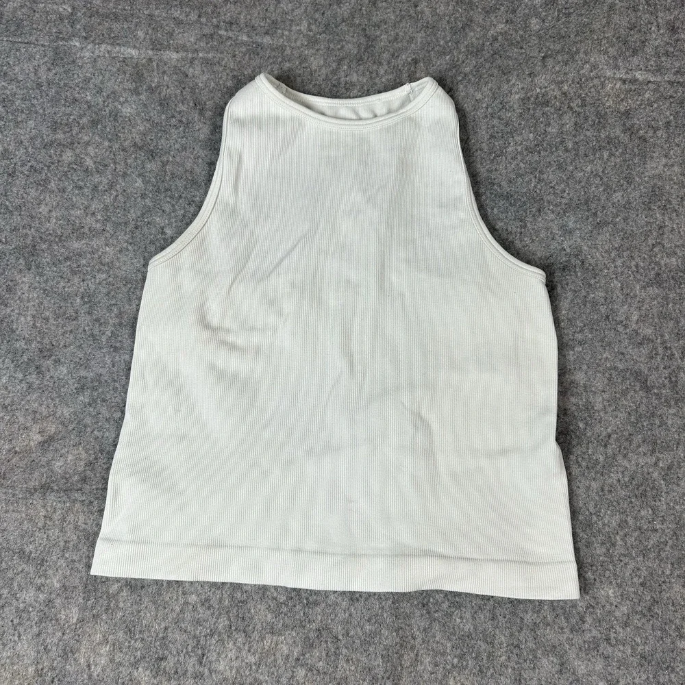 Intimately Free People Top XS Ribbed Tank Crop Sleeveless Fitted Racerback White